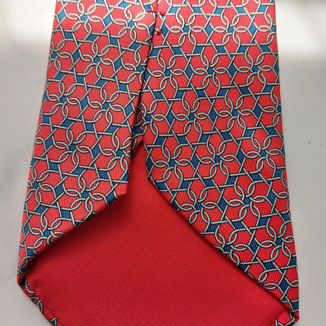 에르메스 실크 레드 체인 패턴 넥타이 9.8cm B등급 A18686
 상품이미지10