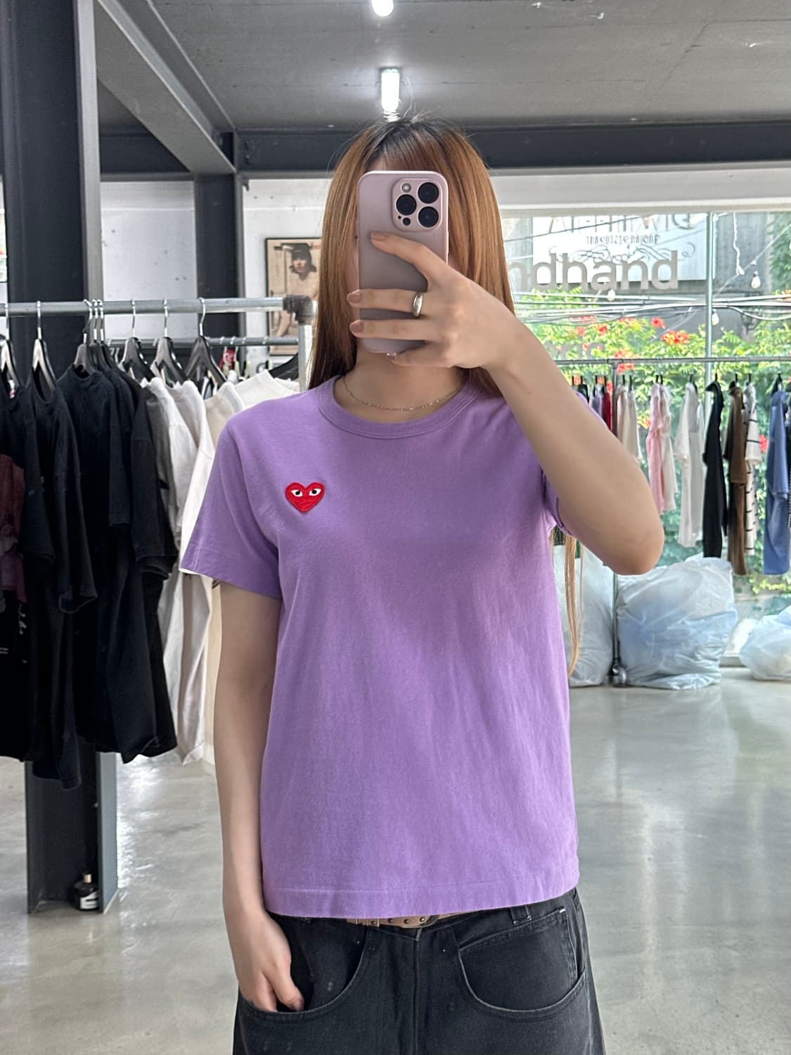 꼼데가르송 플레이 레드와펜 반팔티 연보라 상품이미지1
