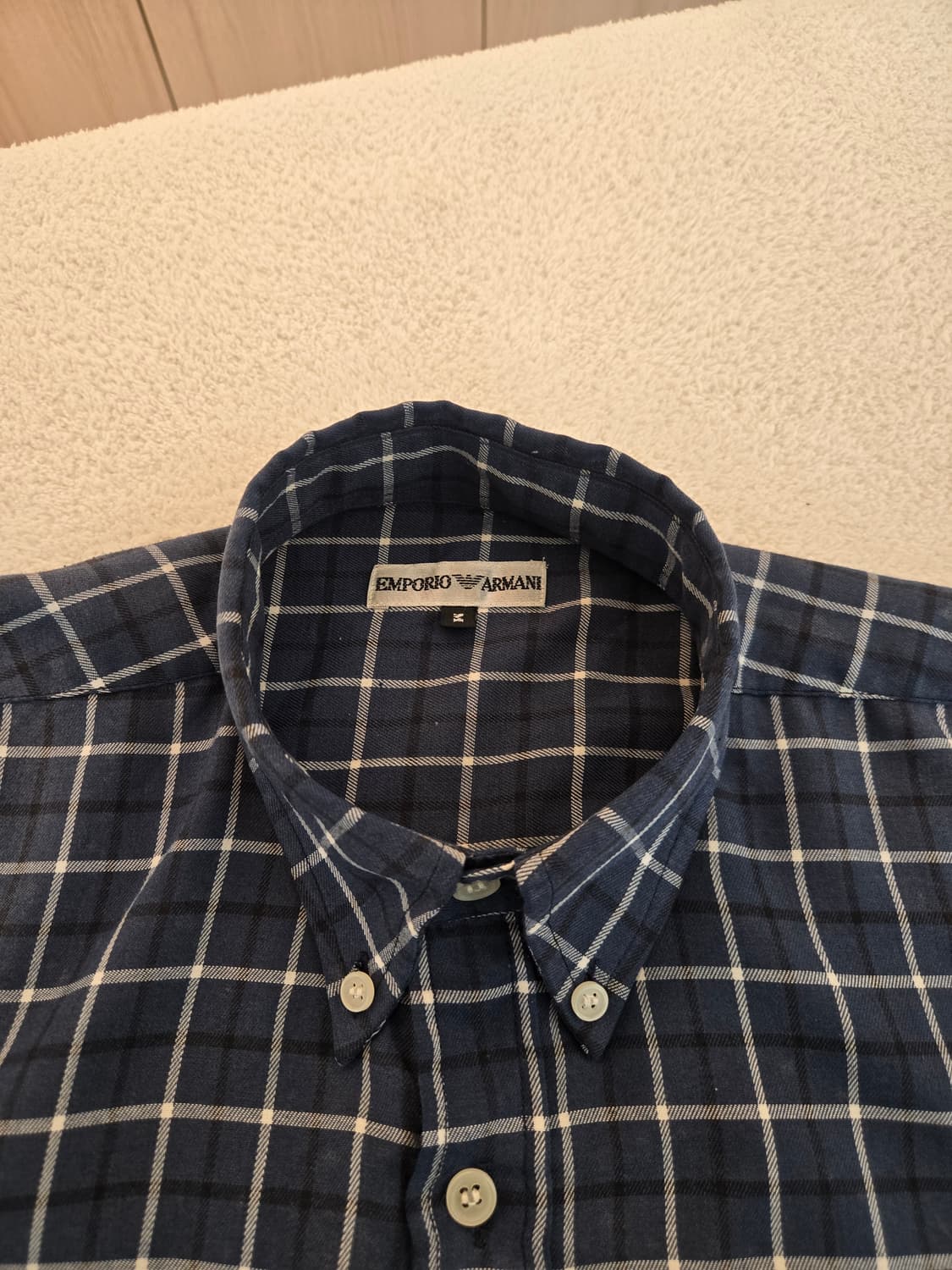 엠포리오알마니 네이비 체크 남방 셔츠 M 상품이미지2