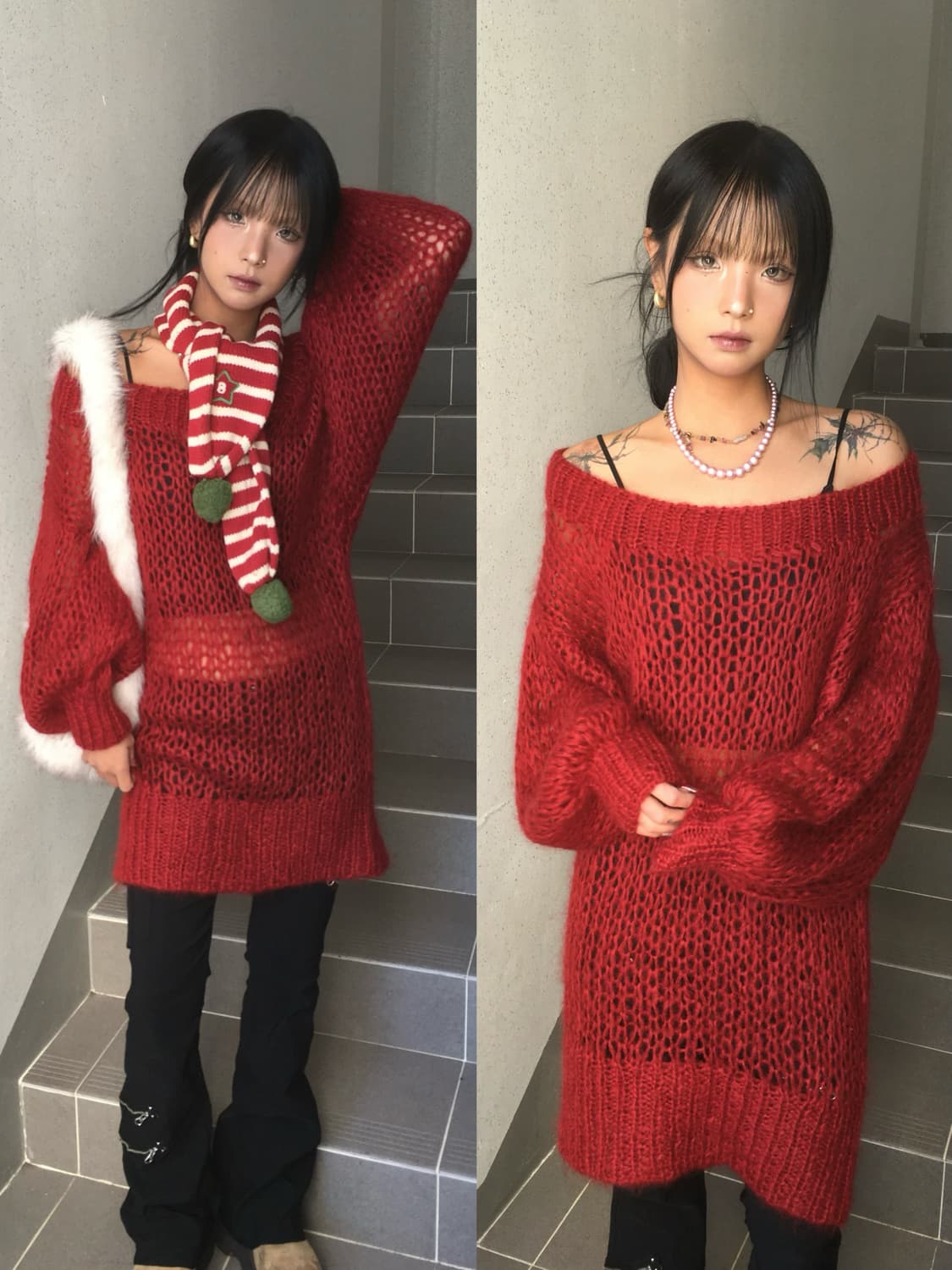 Hysteric Glamour red grunge net knit 상품이미지2