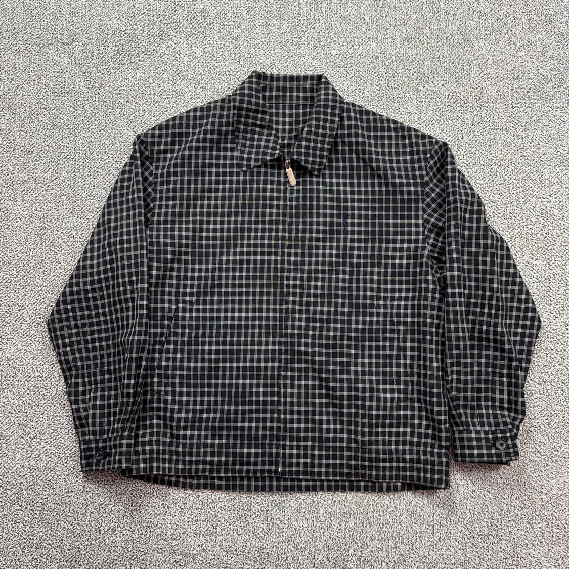 입생로랑 90s 블랙 체크 린넨 자켓 상품이미지1