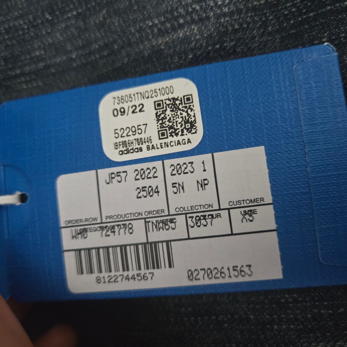 [정품/XS] 발렌시아가 x 아디다스 라지 배기 진 (블루 데님)청바지 상품이미지2