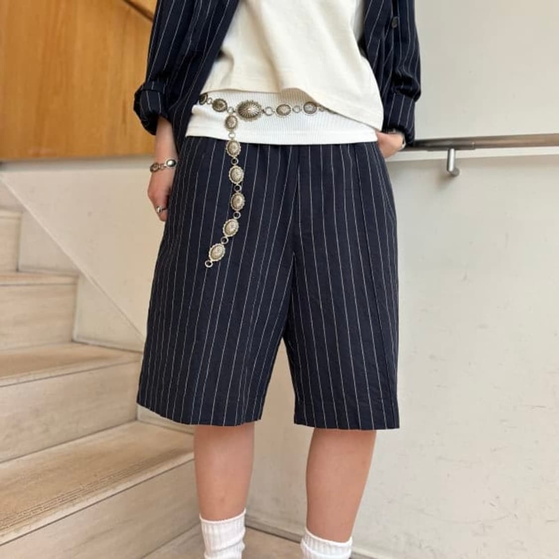 빔즈보이 BEAMS BOY Pinstripe Shorts 상품이미지4