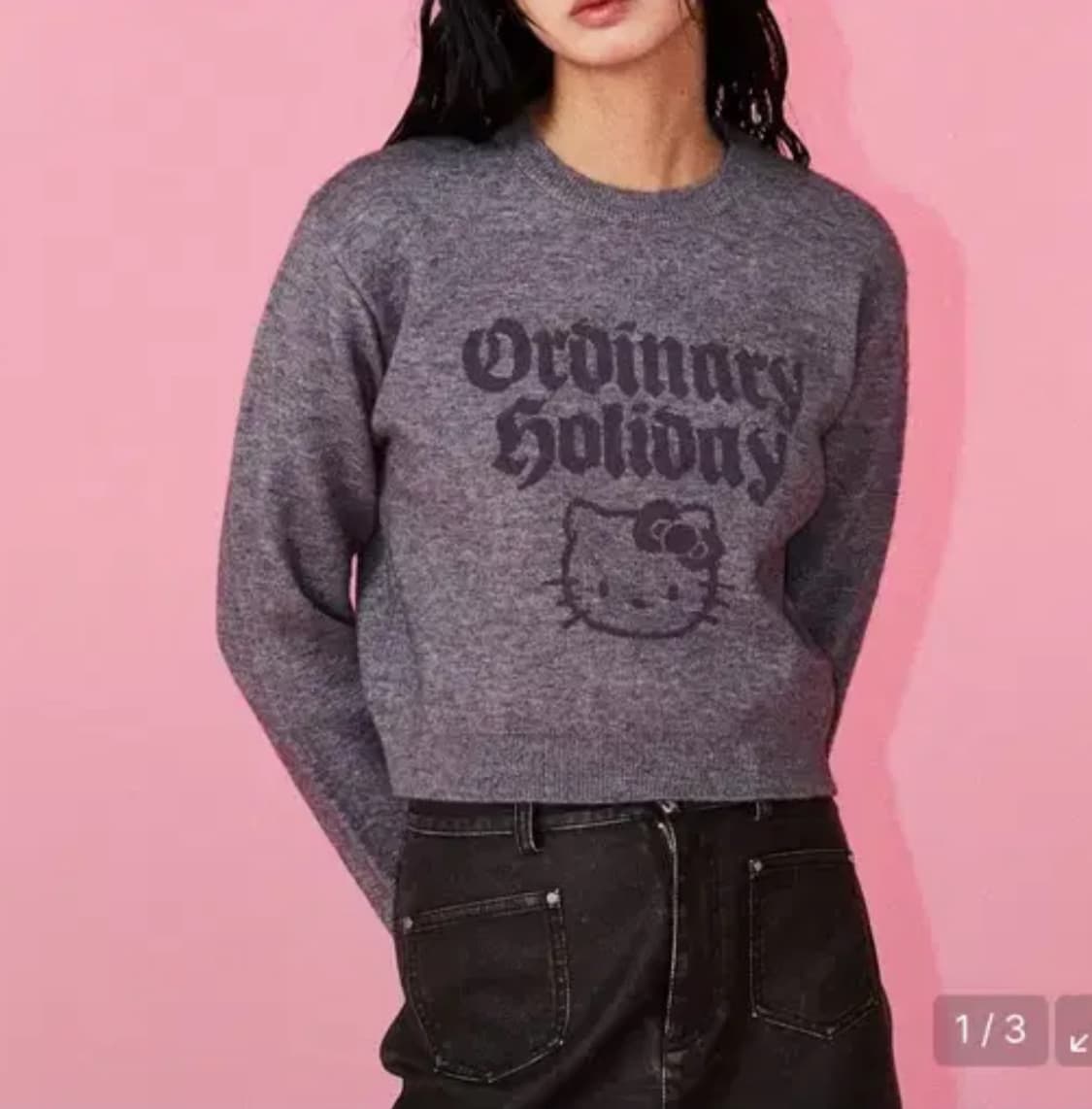 오디너리홀리데이 헬로키티 니트 한정판 콜라보 그레이 상품이미지1