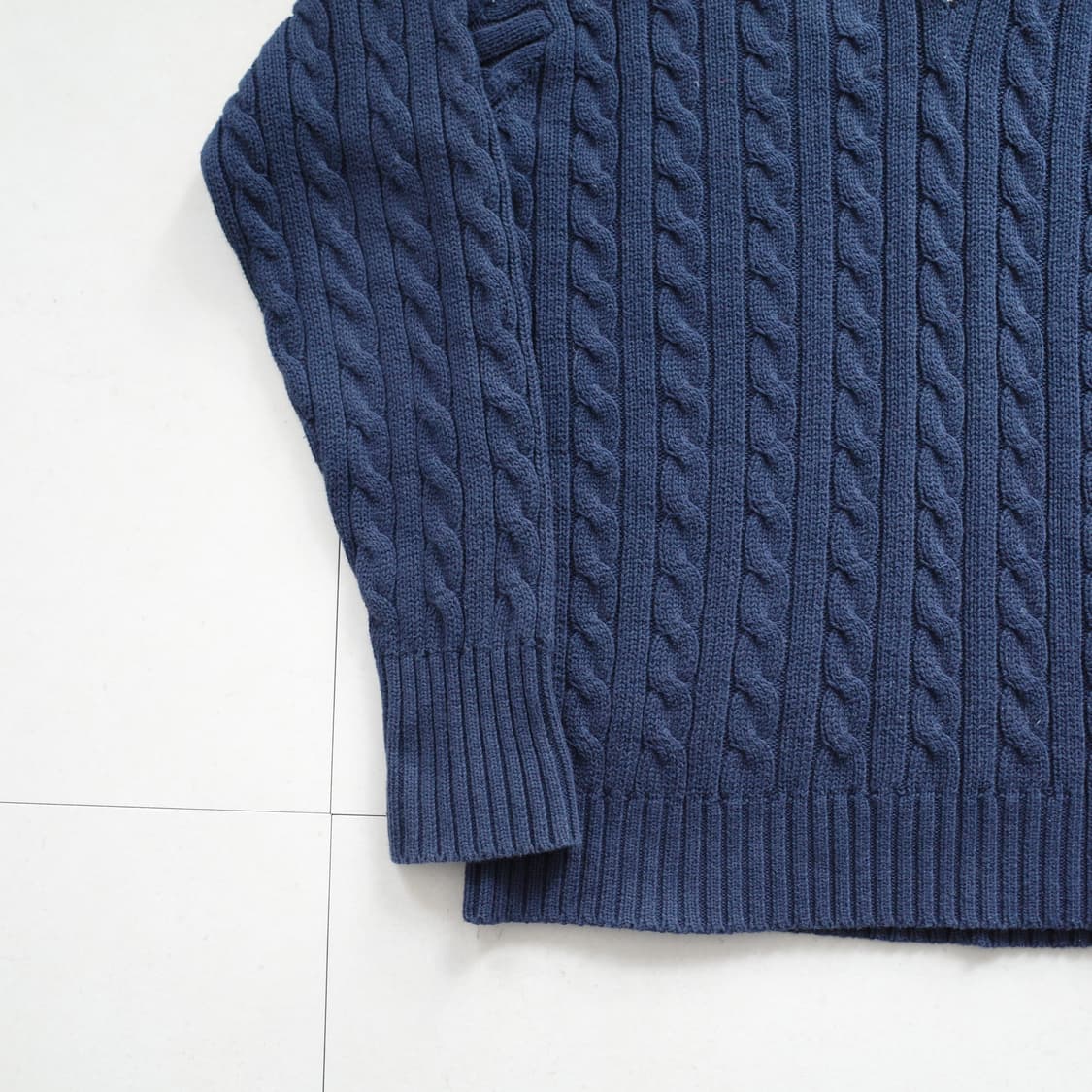 90s 폴로 랄프로렌 빈티지 크리켓 케이블 브이넥 니트 L 상품이미지5