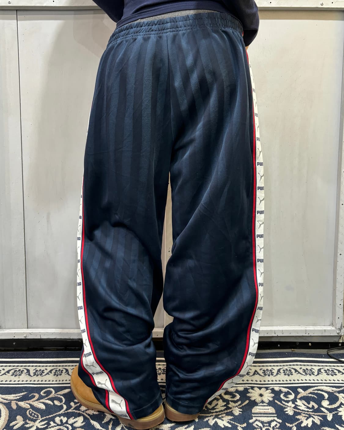 90s PUMA 네이비&화이트 져지 스트라이프 팬츠 상품이미지3