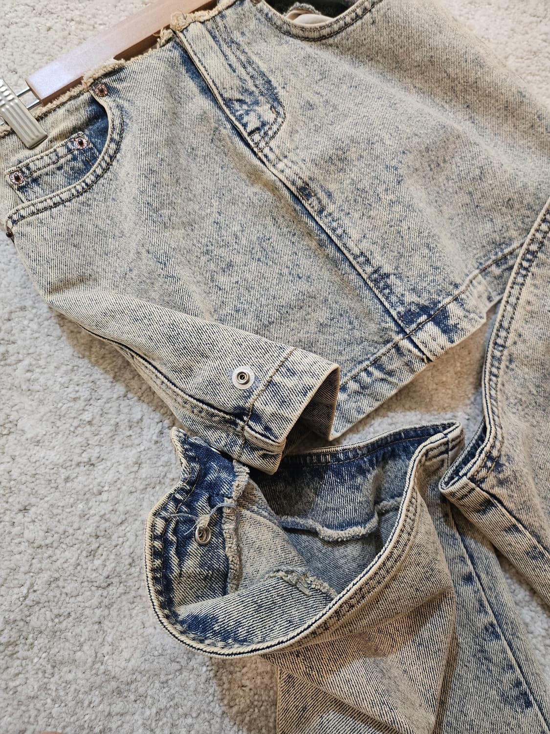 새상품(27-28)여성 탈부착 가능한 디스트레스드 데님 스커트 상품이미지7