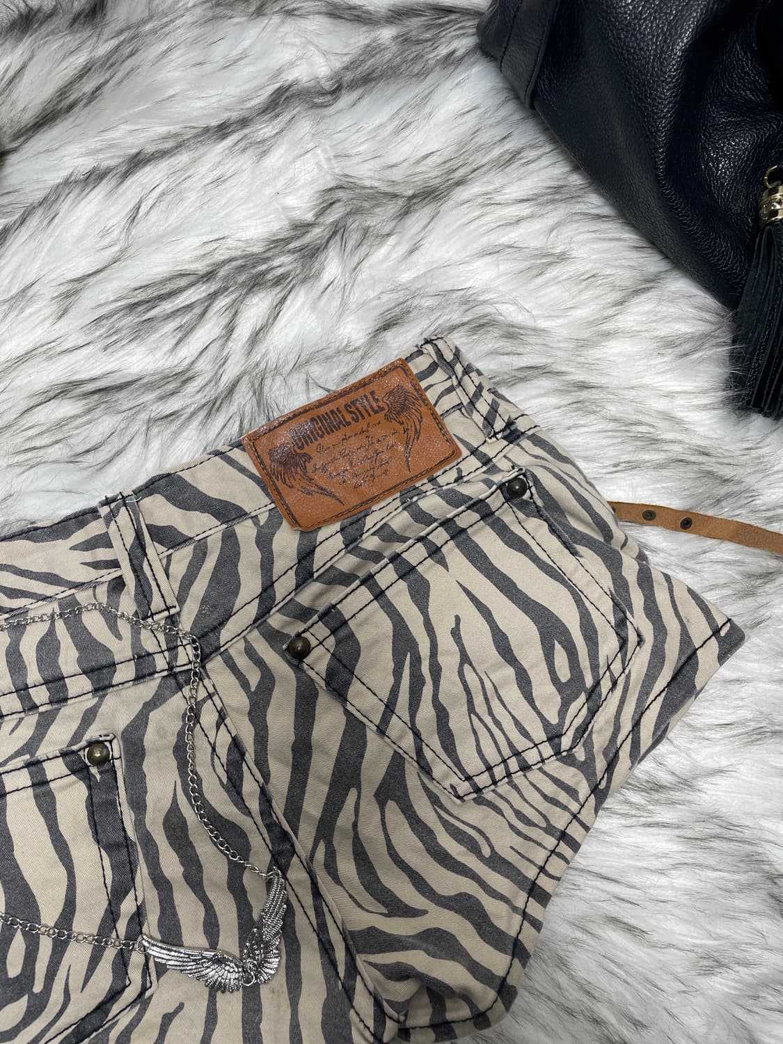 갸루 zebra 베이지 쇼츠 반바지 상품이미지5