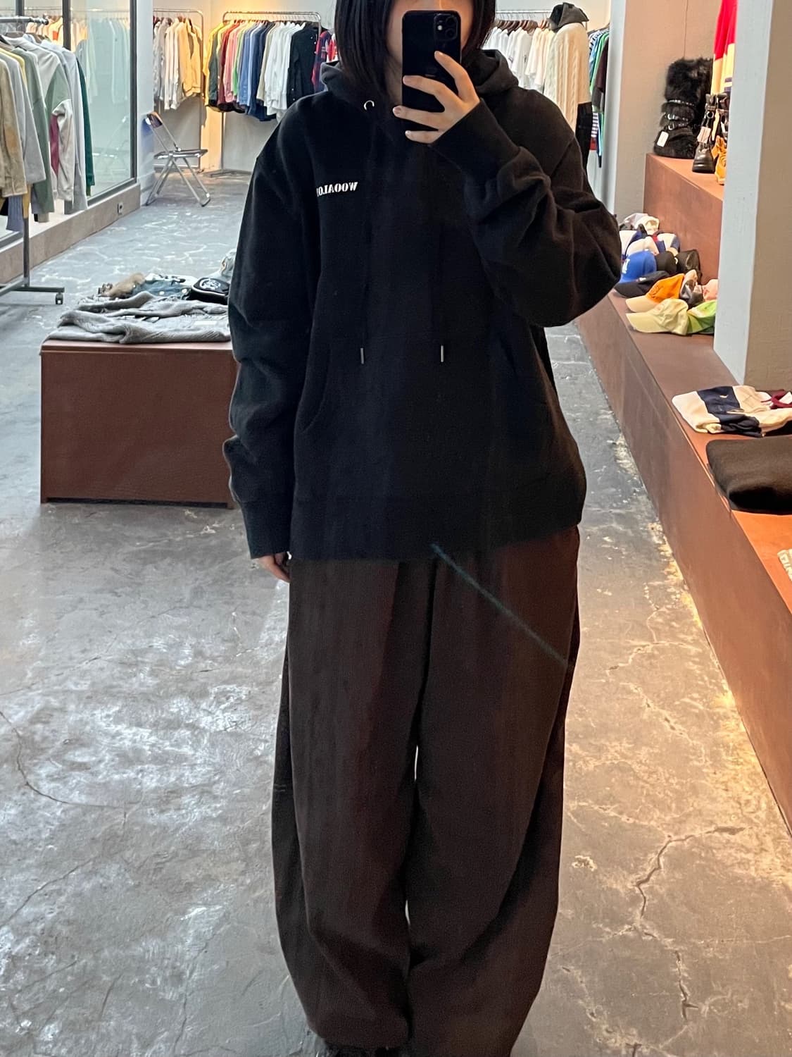 우알롱 백로고 후드티 H931 상품이미지2