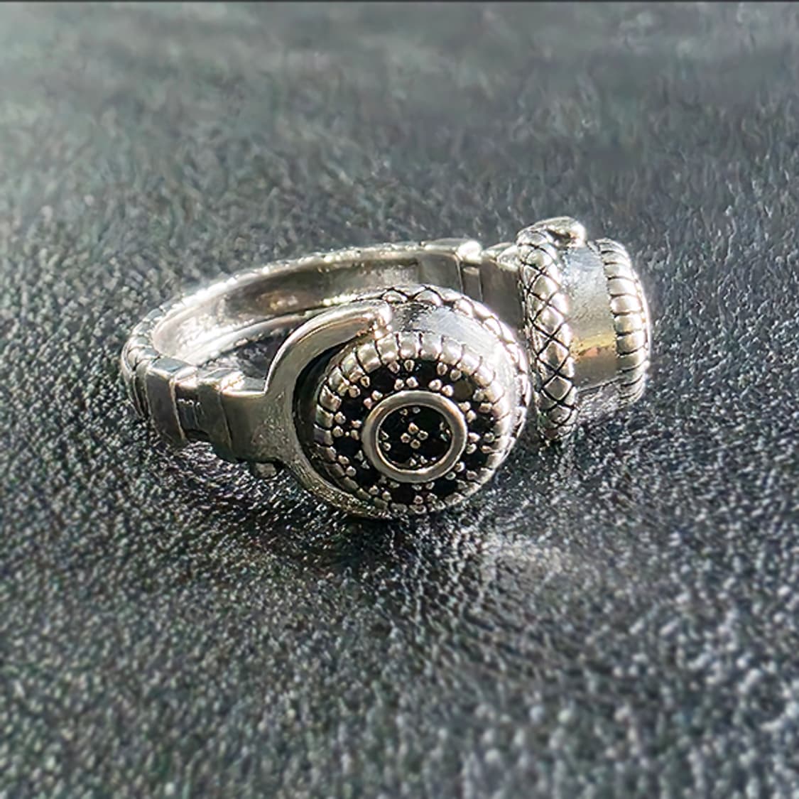 Cymatic 실버 남자 엔틱 빈티지 명품 사이버펑크 헤드셋 반지 상품이미지2
