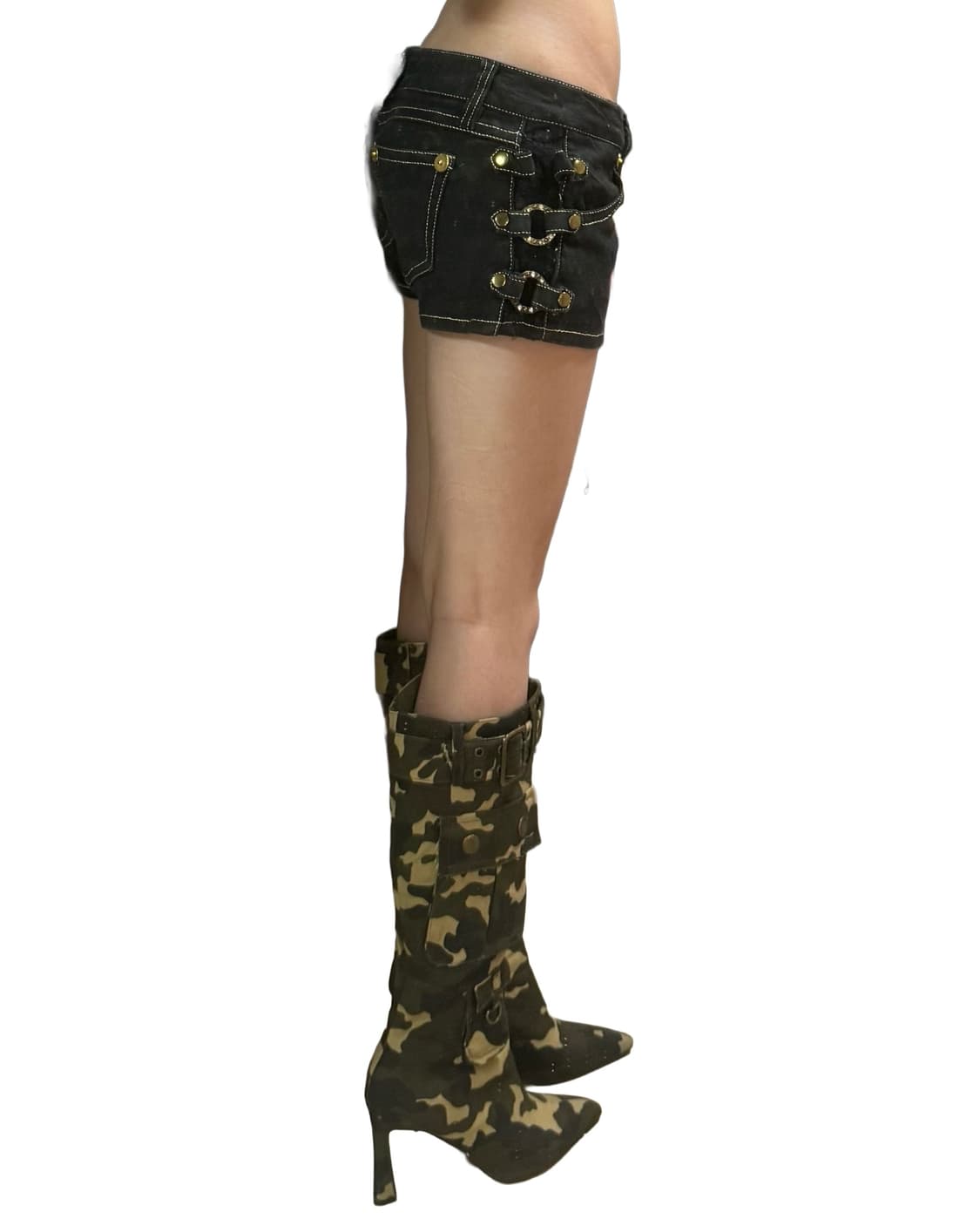 빈티지 갸루st 데님 링 숏츠 상품이미지2