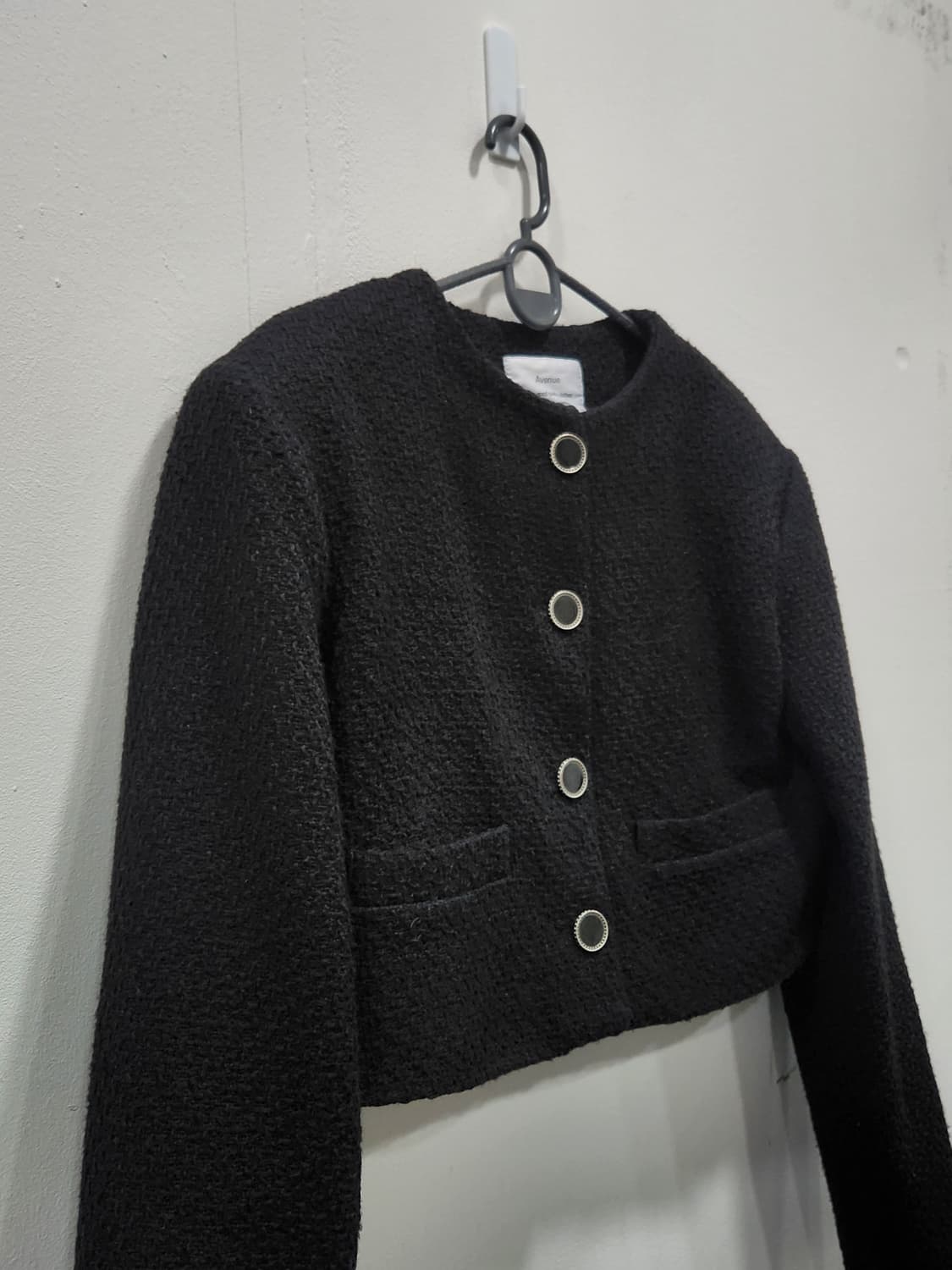 [F] 에비뉴 블랙 트위드 크롭 자켓 여성 프리사이즈 하객룩 상품이미지4