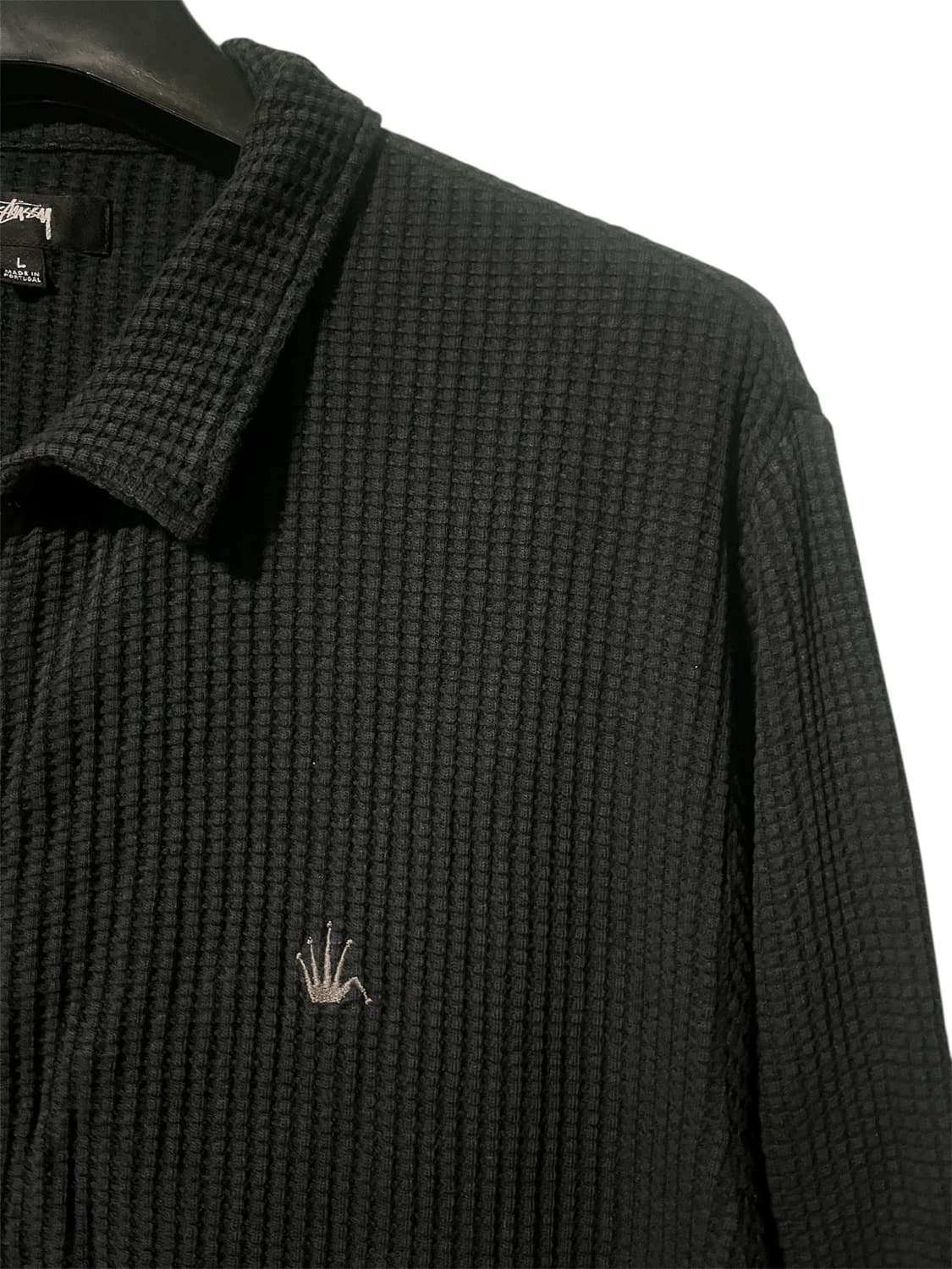 [L] 스투시 크라운 와플 집업 가디건 블랙 상품이미지2