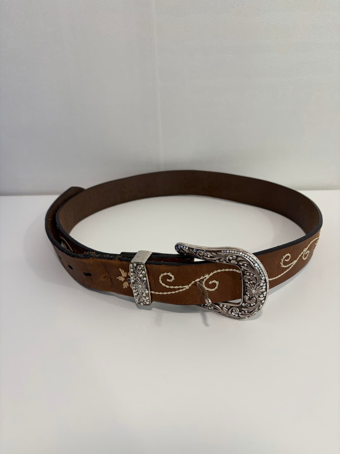 빈티지 노코나 Nocona 웨스턴 western 자수 가죽 벨트 ~38) 상품이미지2