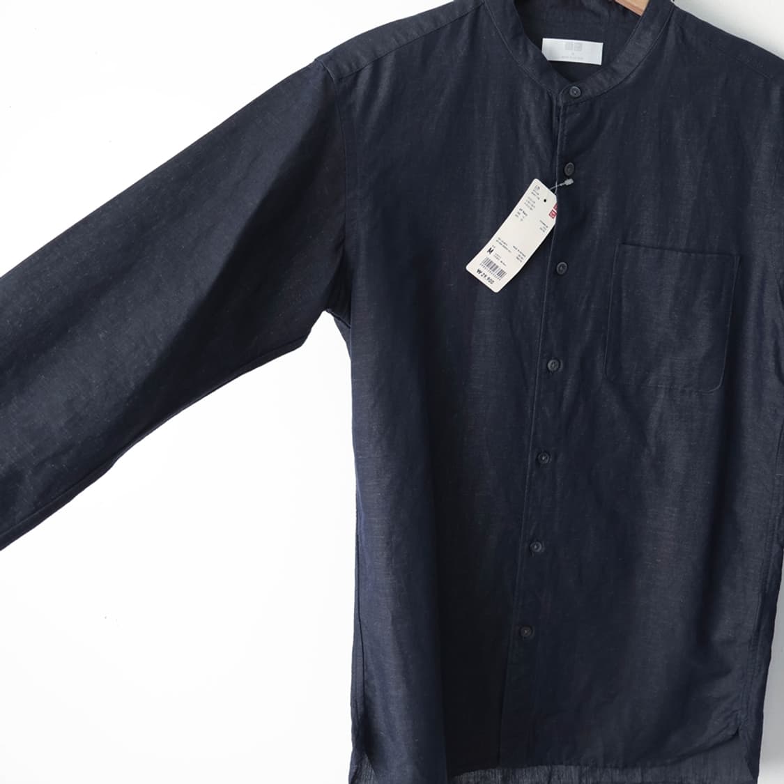 95/새상품 유니클로 린넨코튼 노카라 셔츠 상품이미지5