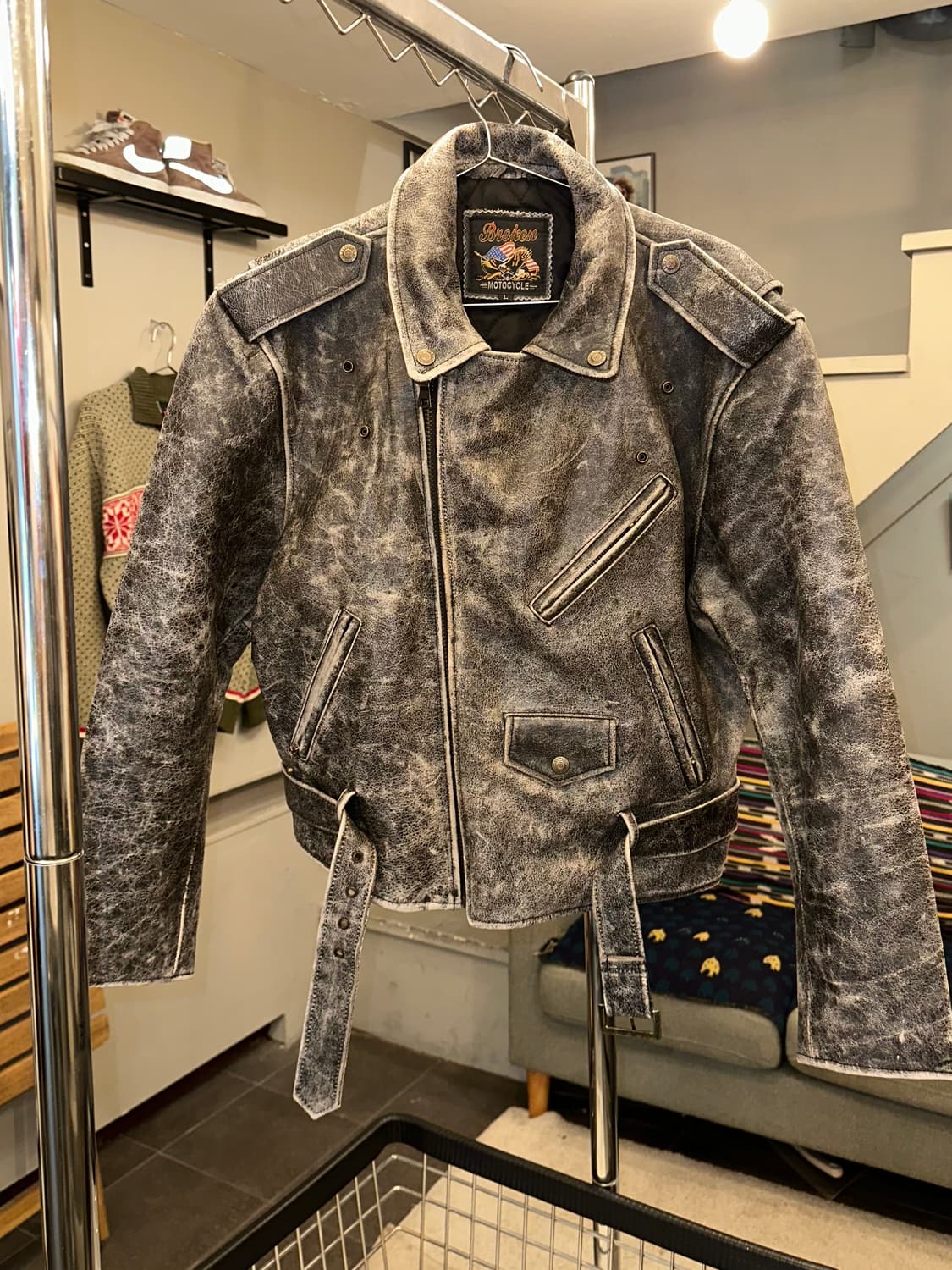 90’s Japanese Cow-leather aged rider JK 상품이미지4