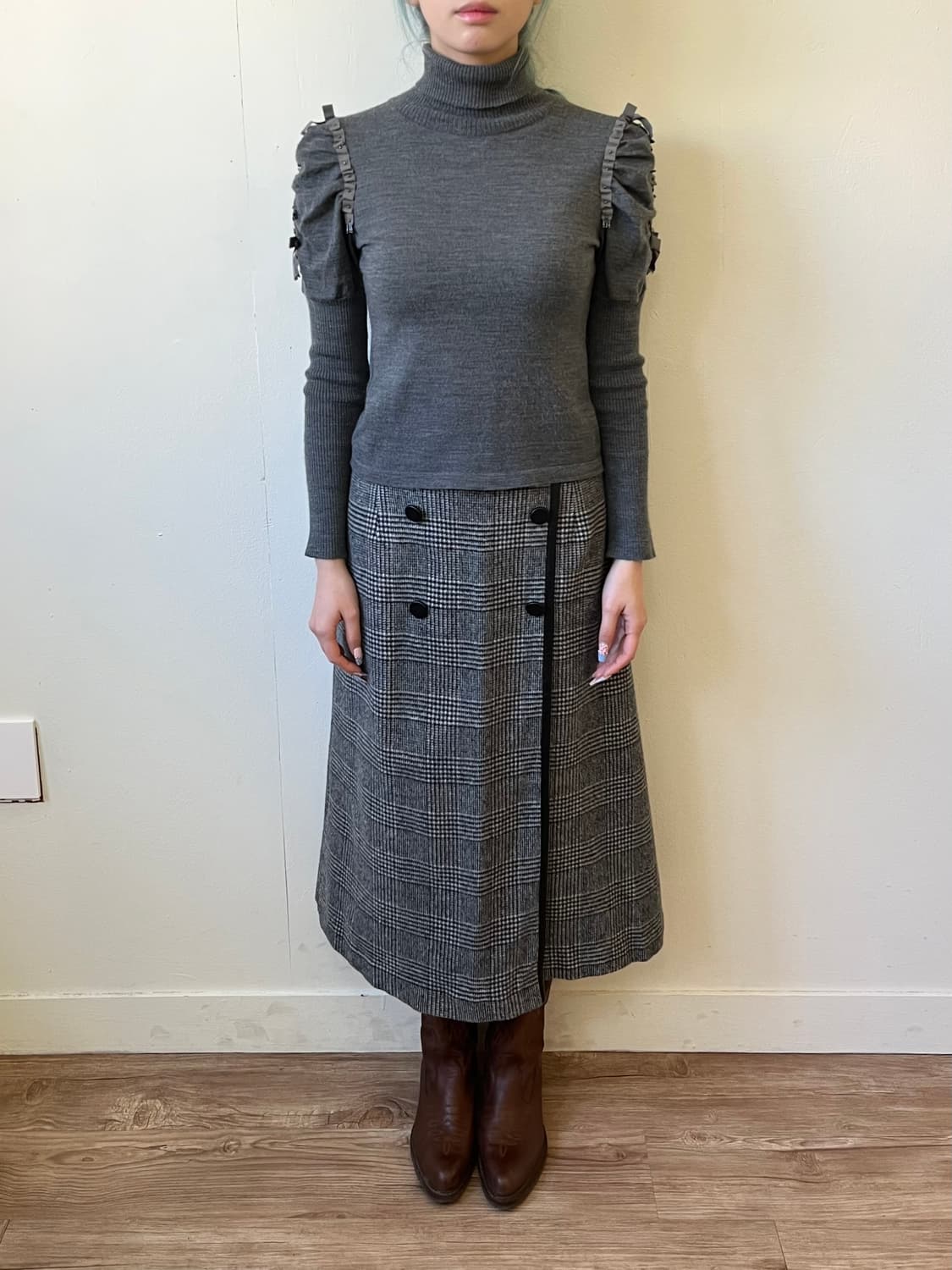 UNTITLED 하운드투스 울 스커트 상품이미지7