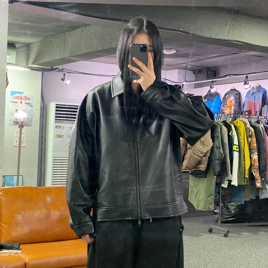 라퍼지 스토어 투웨이 블랙 레더 자켓 B3977 상품이미지1