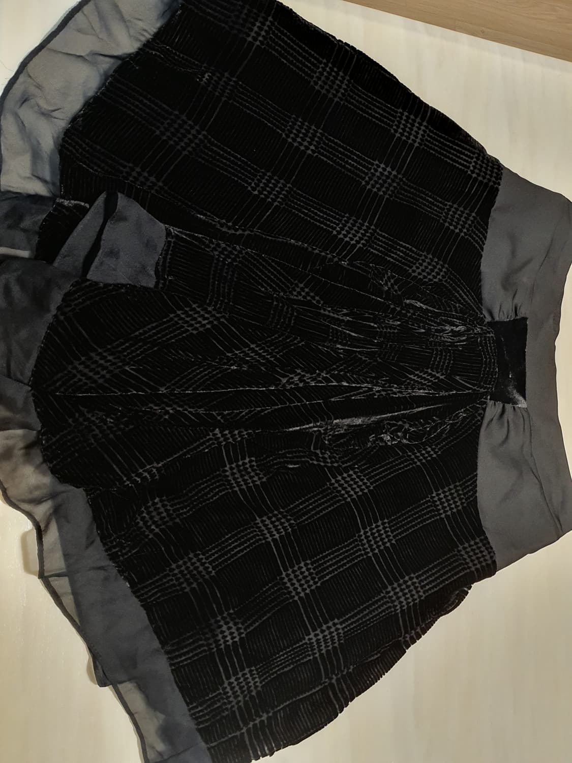 [빈티지] 블랙 벨벳 체크 스커트 상품이미지7