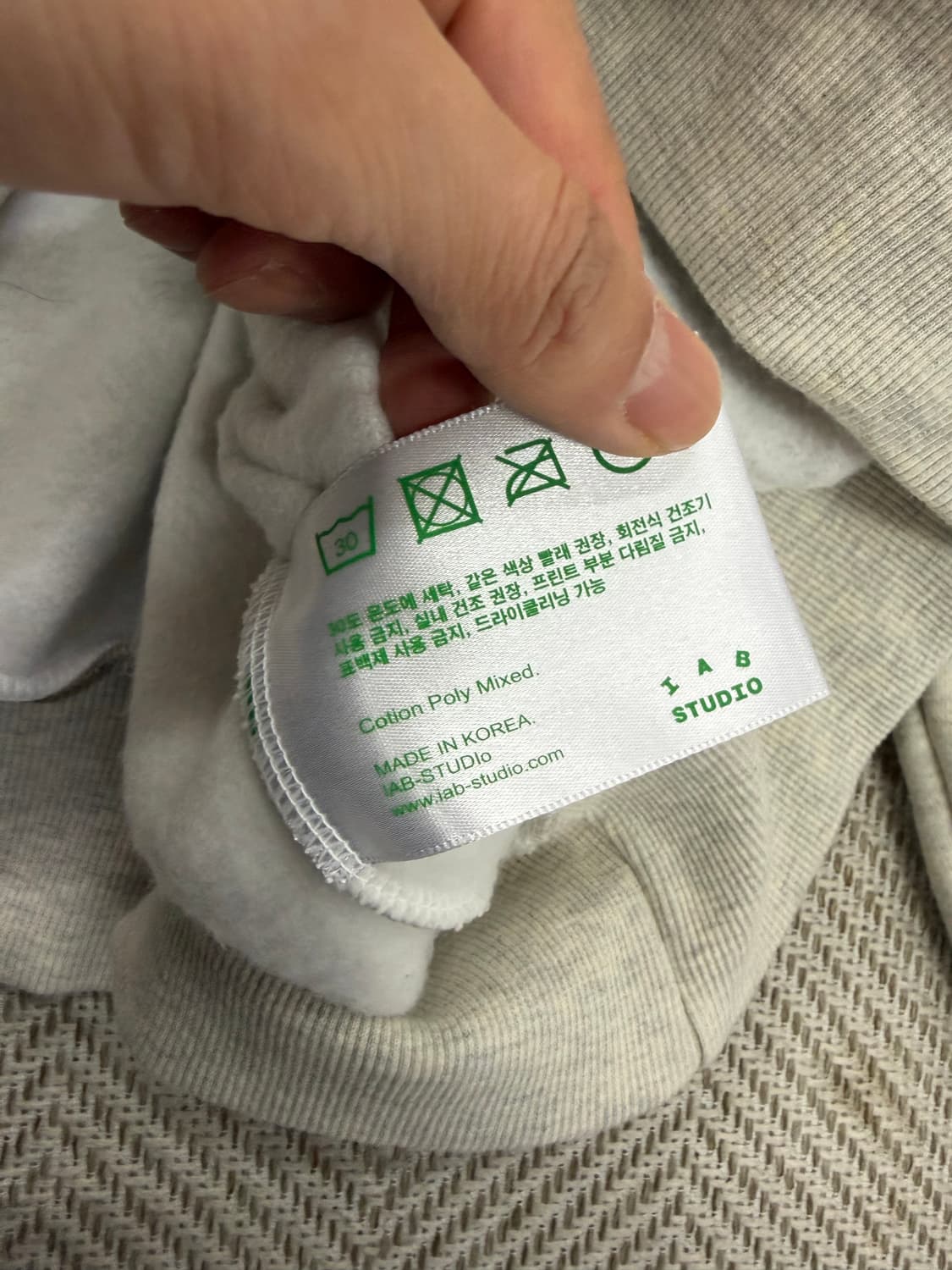정품) 아이앱스튜디오 기모 후드티 라이트그레이 XL 상품이미지8