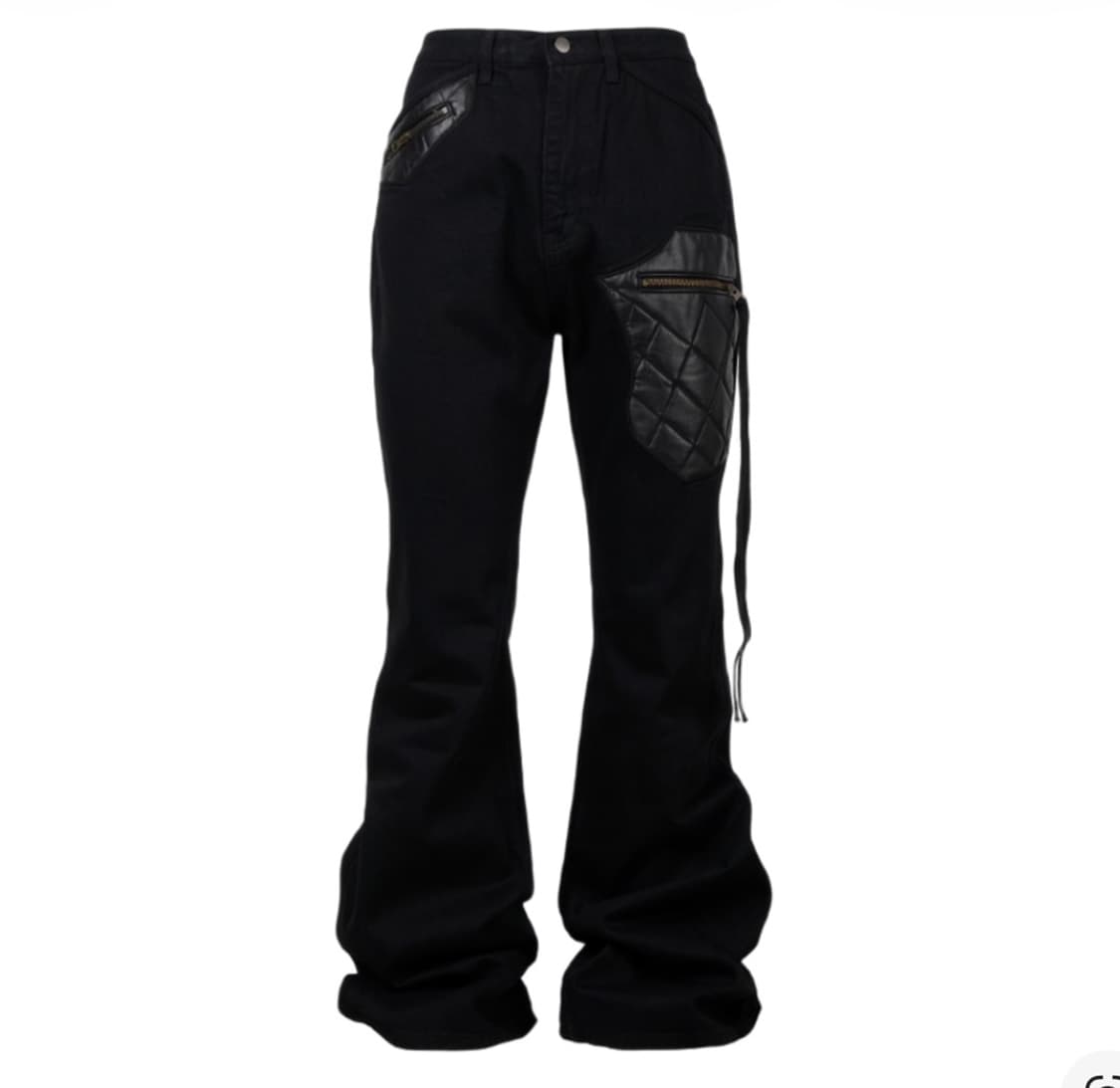 에모스탠스클럽 레더 패치 플레어드 진 블랙 1사이즈 상품이미지1