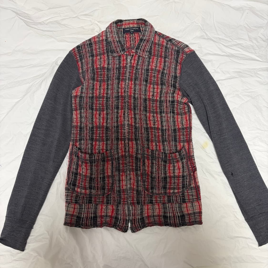 꼼데가르송 옴므 레드 체크 집업 상품이미지1