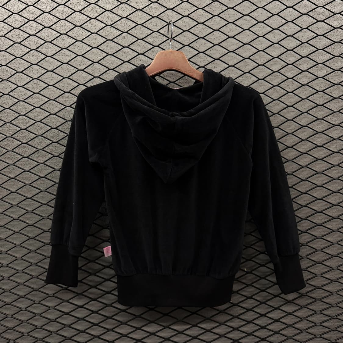 JPN VINTAGE 벨벳 크롭 후드집업 2-WAY지퍼 롱시보리 빅후드 상품이미지3
