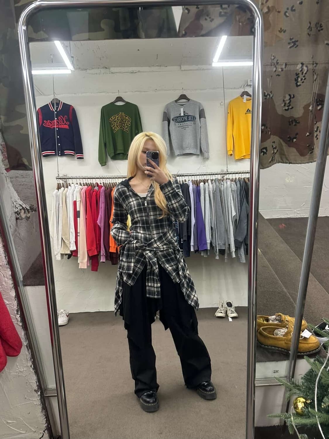 디젤 체크 후드 롱 셔츠 상품이미지8