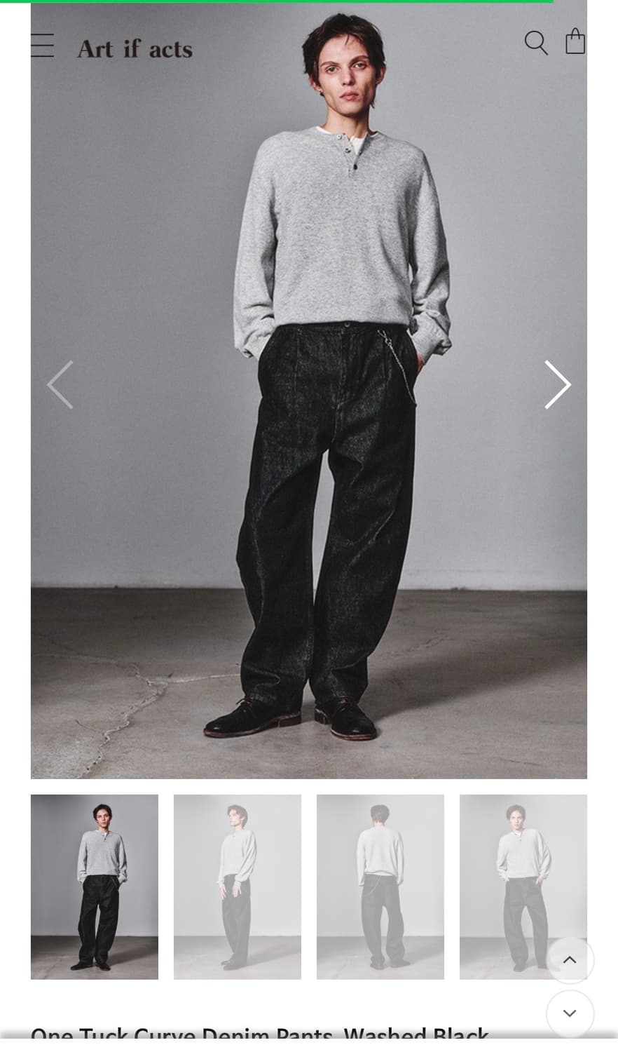 아트이프액츠 원턱 커브 데님 팬츠 상품이미지1