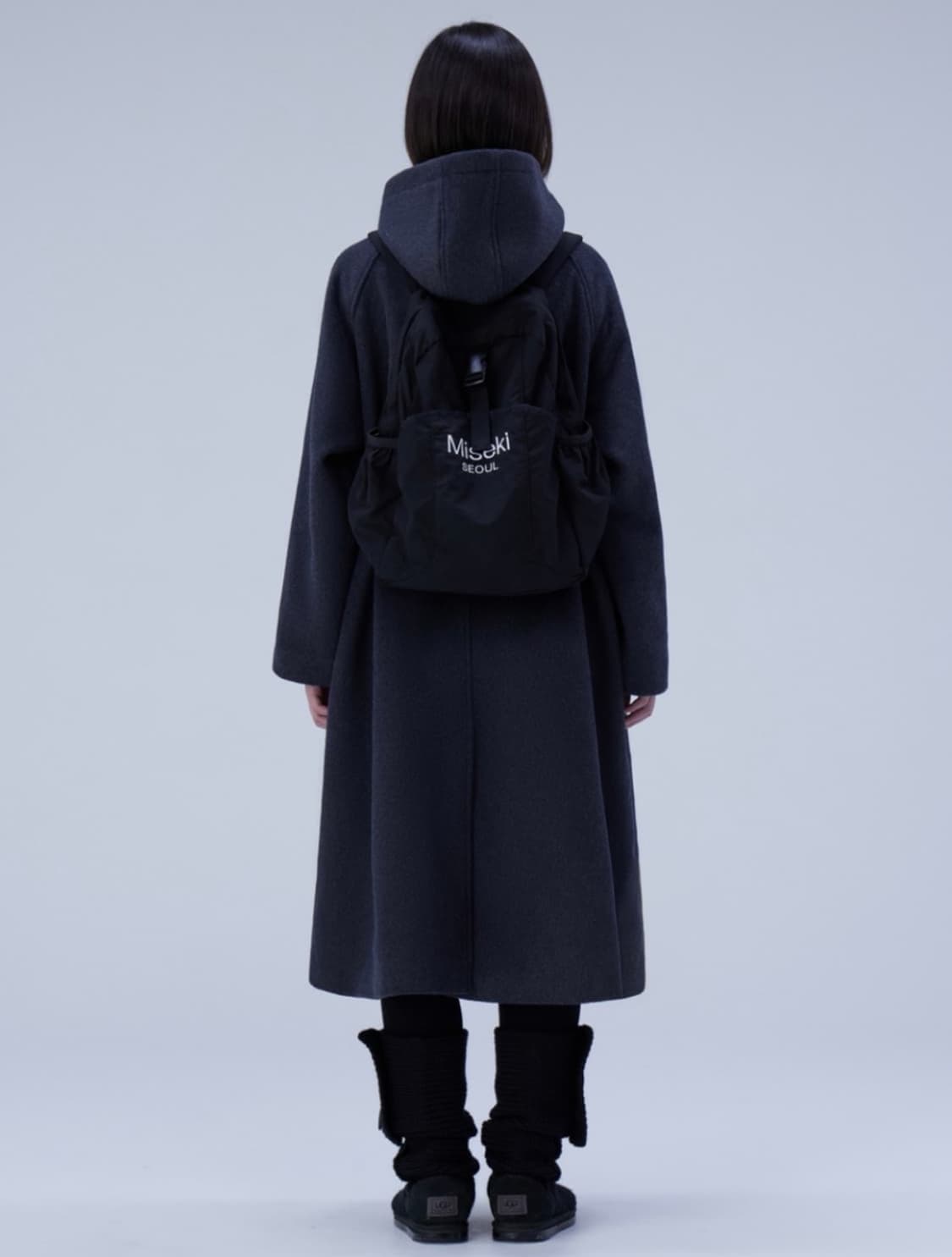 미세키서울 후디 롱 더플 코트 차콜 상품이미지3