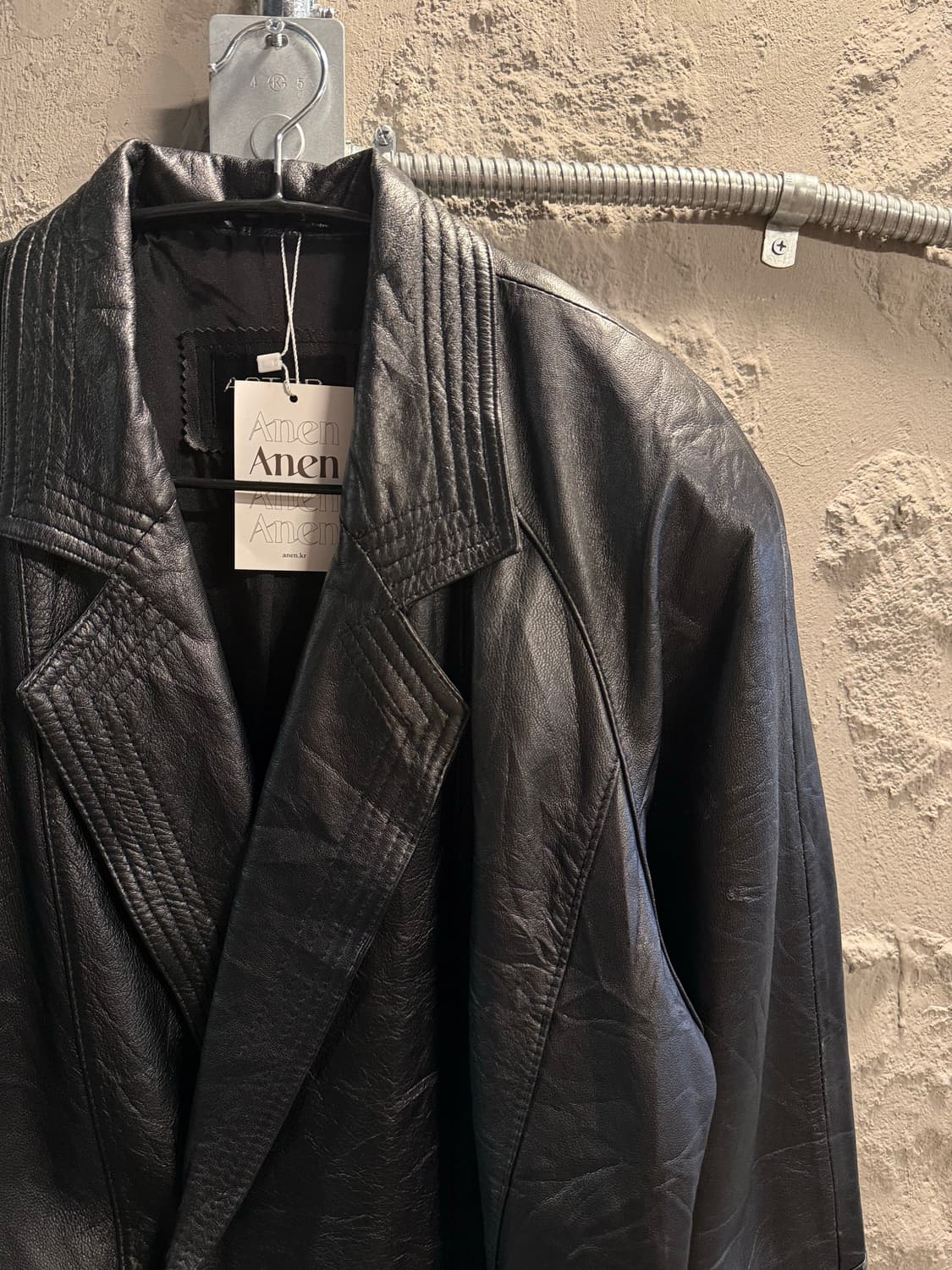 S 아스토르ASTOR KOBE 이태리 양가죽 더블 레더 롱코트 블랙 상품이미지3