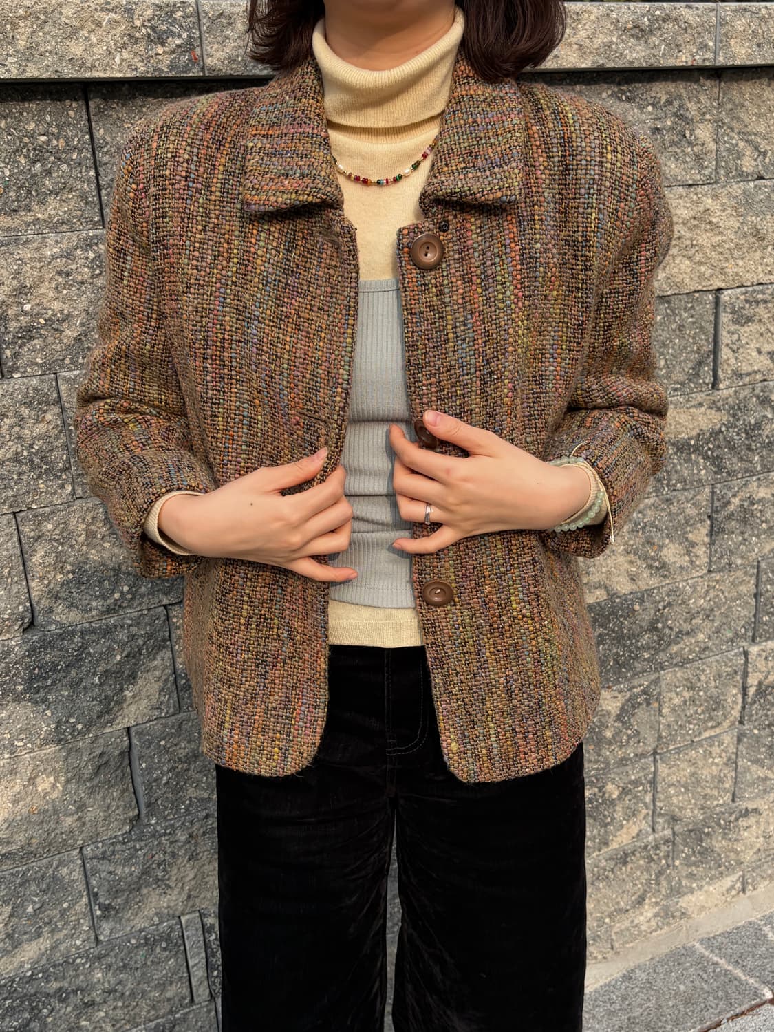 [울70%] 컬러믹스 빈티지 울 자켓 상품이미지1