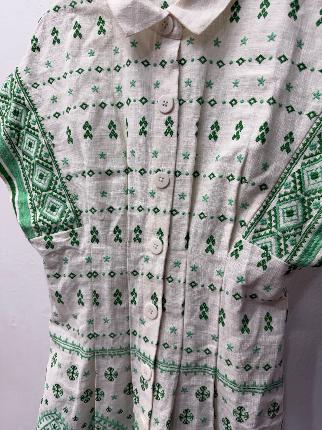 정품) maje 마쥬 그린 패턴 반팔 원피스 36 상품이미지4