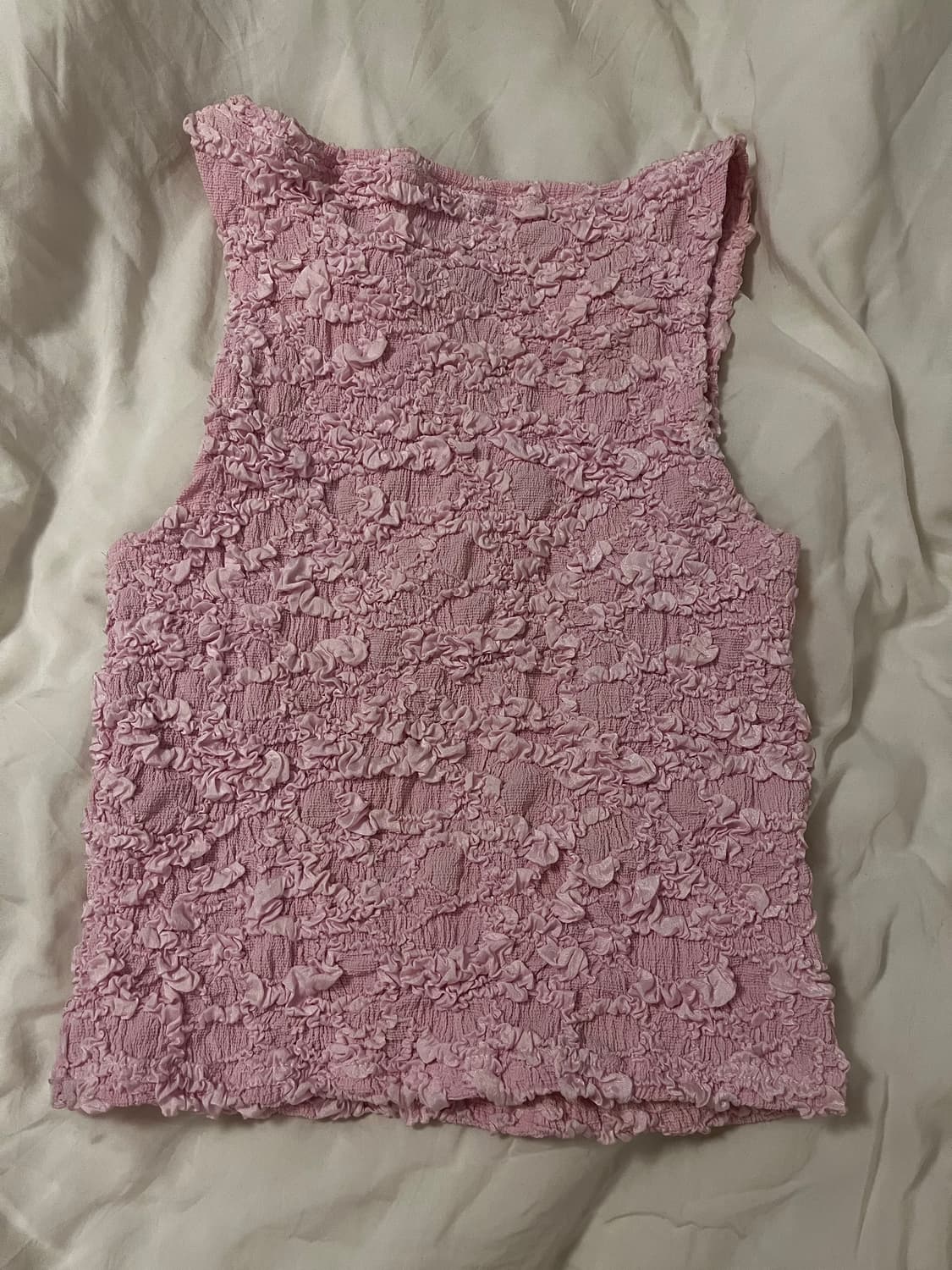 세릭 레이스 보트넥 슬리브리스 핑크 상품이미지3