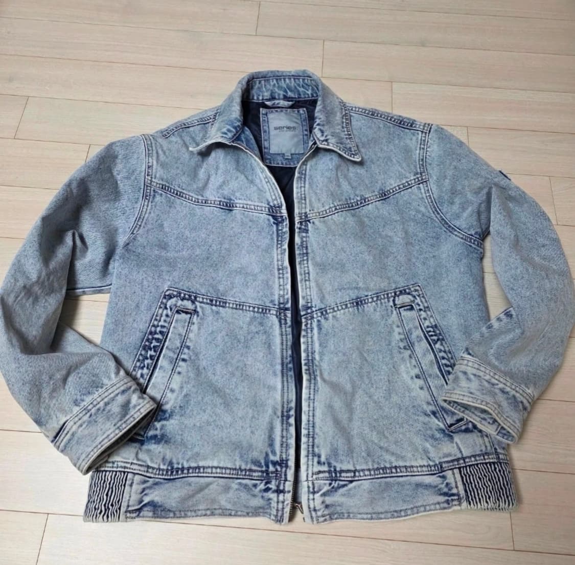 시리즈 워싱 데님 집업 청자켓 블루종 라이트 블루 105 상품이미지3