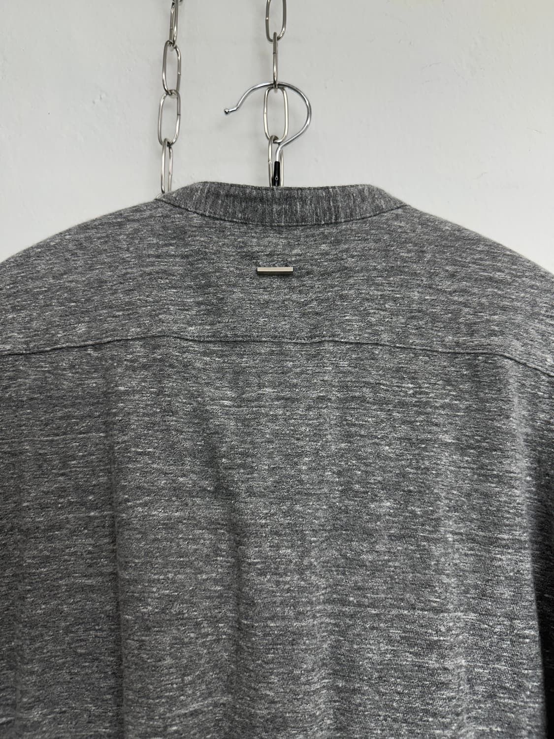 SOLID HOMME Melange Grey Henley Neck Tee 상품이미지5