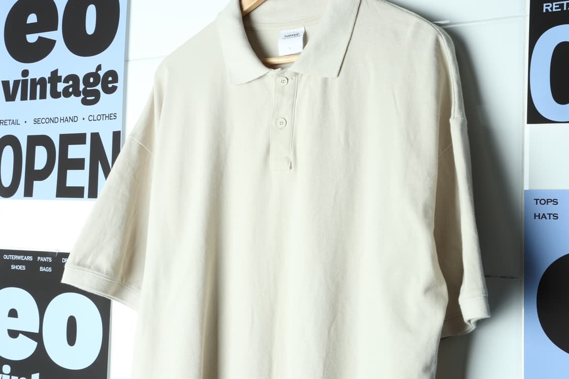 (L-2XL) 토피 반팔 카라 티셔츠 아이보리 박시 놈코어-H30753 상품이미지5