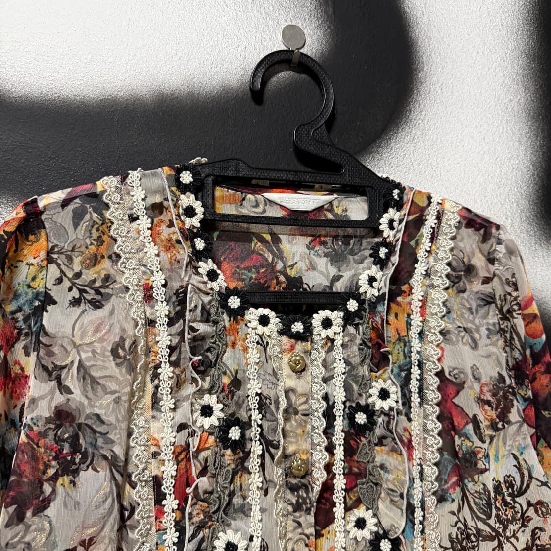 VTG 빈티지 에스닉 모리 레이스 디테일 크롭 블라우스 상품이미지3