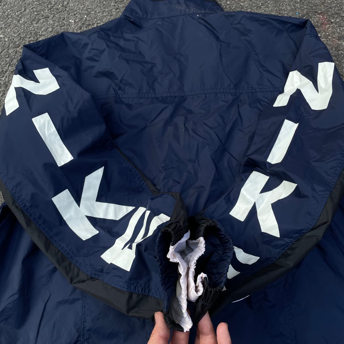 90s 나이키 대대장 스펠아웃 빅로고 트랙자켓 올드스쿨 바람막이 L 상품이미지5