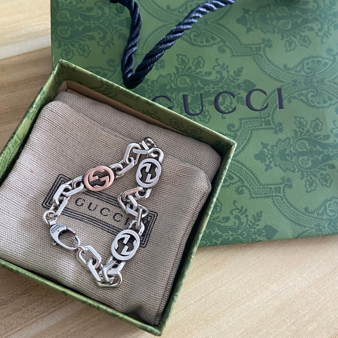 [정품] 구찌 인터로킹G 브레이슬릿 실버 체인 풀박스 상품이미지1