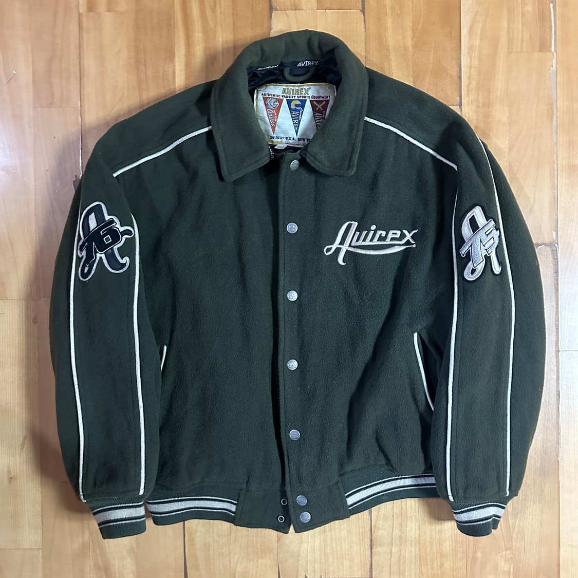 아비렉스 울 바시티 자켓 올리브 상품이미지1