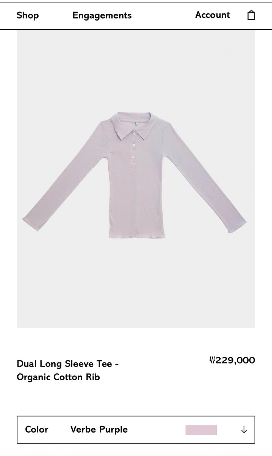 [S,M,L]베이스레인지 Dual 롱 슬리브리스 탑/벌비 퍼플 상품이미지8