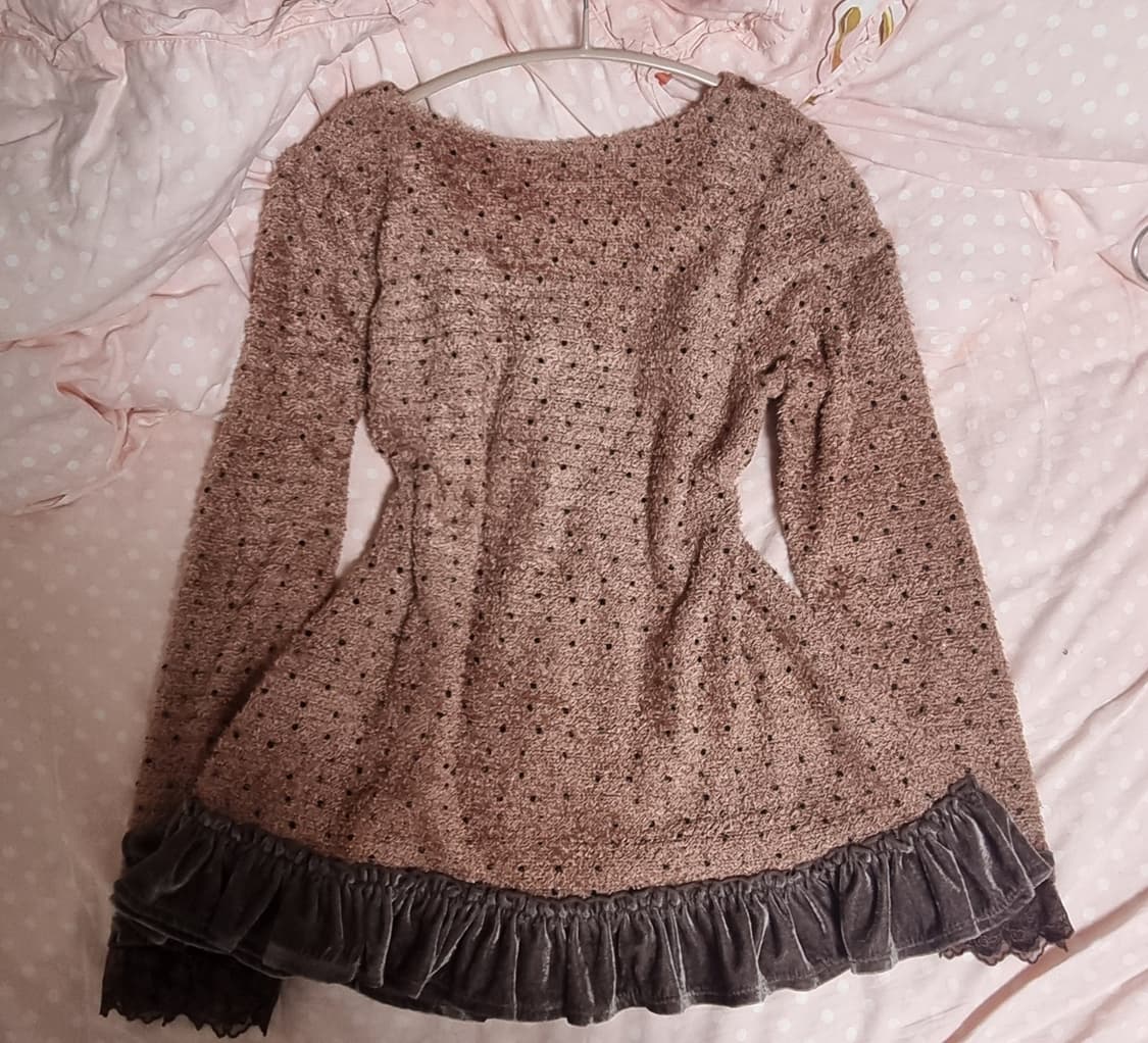 엑시즈팜 라떼갸루 초코맛 리본 니트 로걀탑 도트탑 갸루 리즈리사 트랄라라 상품이미지2