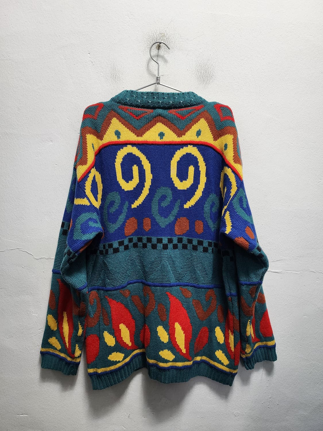 뉴질랜드 빈티지 100wool 패턴 니트 가디건 상품이미지2