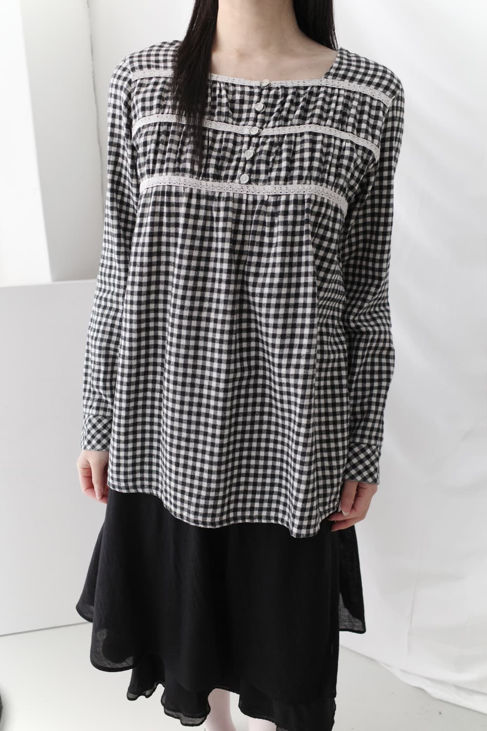 check lace blouse 상품이미지6