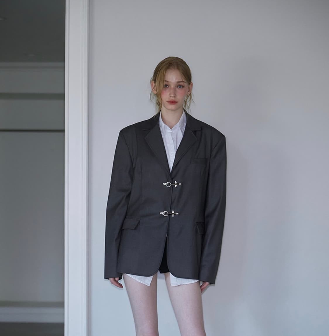 로제프란츠 버클 오버핏 자켓 차콜 상품이미지2