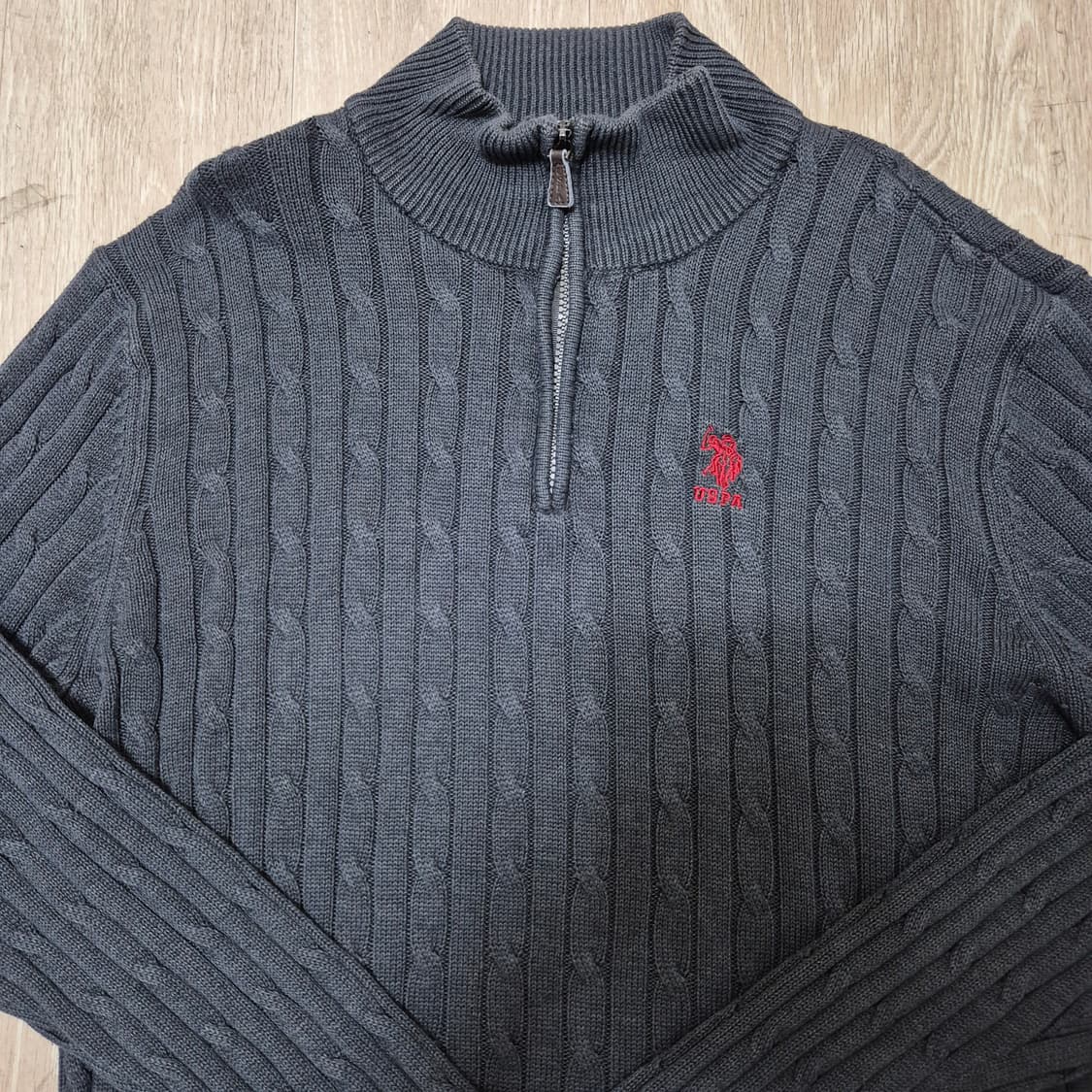 US 폴로 아센 스몰포니 꽈배기 반집업 니트 상품이미지2