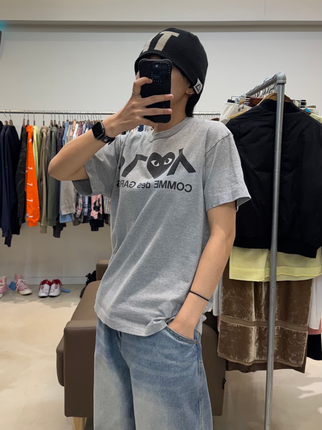 꼼데가르송 플레이 티셔츠 그레이 상품이미지6