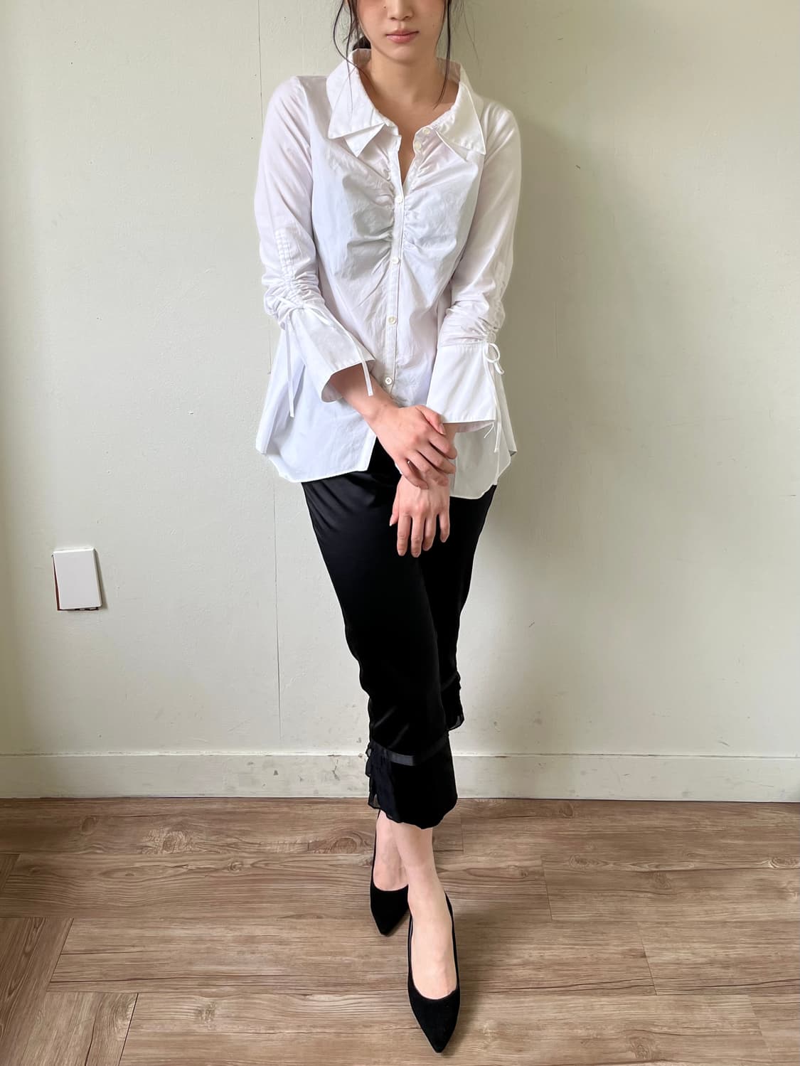 Mic Lifestyle 더블 카라 화이트 셔츠 상품이미지4