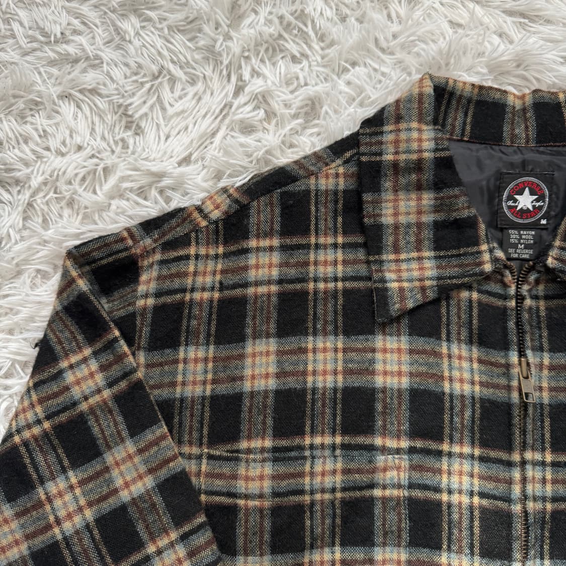 CONVERSE 일본빈티지 노드 체크 집업 체크 블루종 컨버스 겨울 자켓 상품이미지1